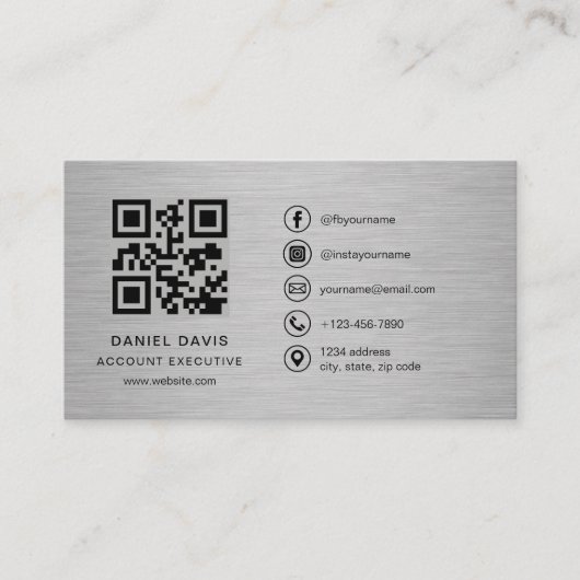 Carte De Visite Account Executive Metal QR Code (Devant)