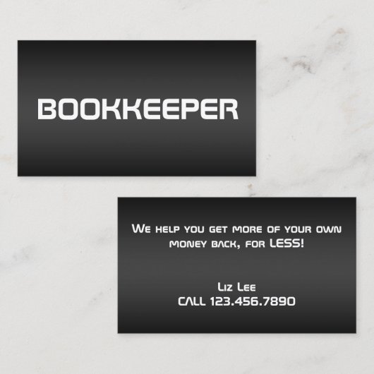 Carte De Visite Accountant Bookkeeper (Devant / Derrière)