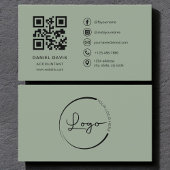 Carte De Visite Accountant Sage Green Logo QR Code 