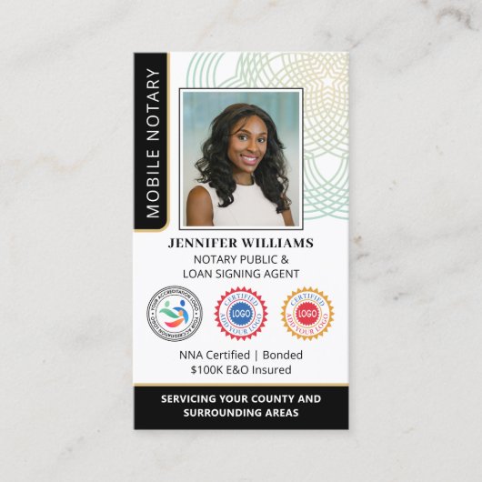 Carte De Visite Accréditation Notaire Photo publique QR Code noir (Devant)