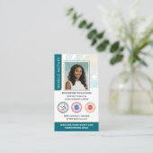 Carte De Visite Accréditation Notaire Public Photo QR Code Turquoi (Debout devant)