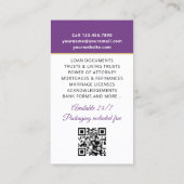 Carte De Visite Accréditation Notaire Public Photo QR Code Violet (Dos)