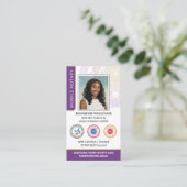 Carte De Visite Accréditation Notaire Public Photo QR Code Violet (Debout devant)