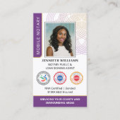 Carte De Visite Accréditation Notaire Public Photo QR Code Violet (Devant)
