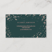 Carte De Visite Accroche verte script rose de confettis en or (Dos)