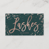 Carte De Visite Accroche verte script rose de confettis en or (Devant)