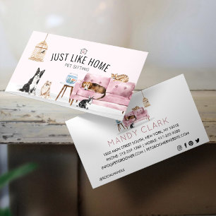 Carte De Visite Accueil Animaux assis Aquarelle Cosy Accueil Couch