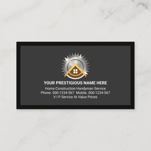 Carte De Visite Accueil Bâtiment Toit Handyman Cadre (Dos)