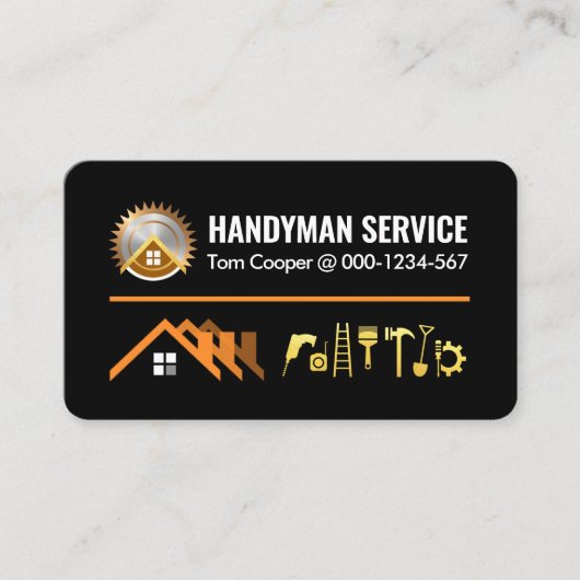 Carte De Visite Accueil Gold Handyman Outils Signalisation (Devant)