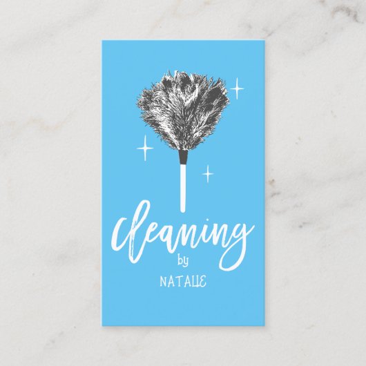 Carte De Visite Accueil Nettoyage en bleu clair Entretien Service  (Devant)