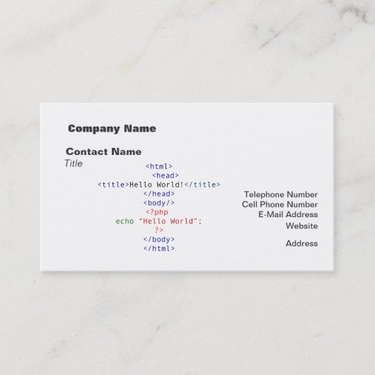 Carte De Visite Accueil php geek (Devant)