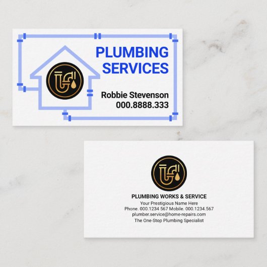 Carte De Visite Accueil Piping Chauffage Chauffage Plumber (Devant / Derrière)