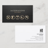 Carte De Visite Accueil Réparations Icônes d'or Texture de métal b (Devant / Derrière)