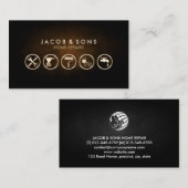 Carte De Visite Accueil Réparations Icônes Or Grunge Brown Texture (Devant / Derrière)