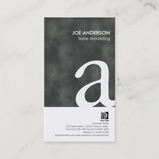 Carte De Visite Accueil Retrait Grunge Bold Monogram BusinessCard (Devant)