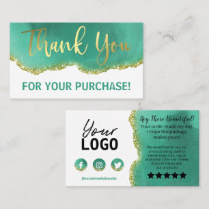 Carte De Visite Achat Turquoise de Merci d'évaluation de l'or bla