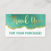 Carte De Visite Achat Turquoise de Merci d'évaluation de l'or blan (Devant)