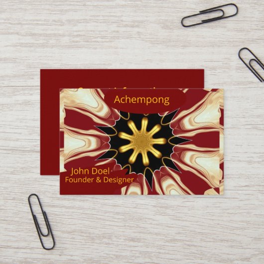 Carte De Visite Achempong Crimson & Gold Starburst Luxury Business (Devant/Arrière en situation)