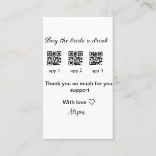 Carte De Visite acheter une boisson acheter mariée scanner QR code