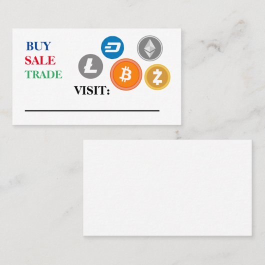 Carte De Visite acheter vente et commerce crypto (Devant / Derrière)