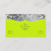 Carte De Visite Acier brossé, damas baroque/vert fluorescent (Dos)