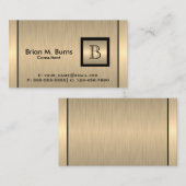 Carte De Visite Acier de brosse d'or avec monogramme (Devant / Derrière)