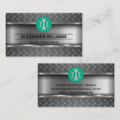 Carte De Visite Acier diamant métallique | Logo des clés | Mécaniq (Devant / Derrière)