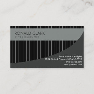 Carte De Visite Acier en métal argent noir professionnel moderne