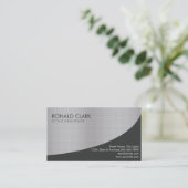 Carte De Visite Acier en métal argent noir professionnel moderne (Debout devant)