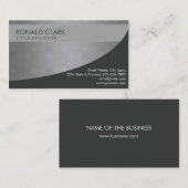 Carte De Visite Acier en métal argent noir professionnel moderne (Devant / Derrière)