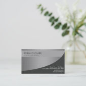 Carte De Visite Acier en métal argent noir professionnel moderne (Debout devant)