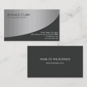Carte De Visite Acier en métal argent noir professionnel moderne (Devant / Derrière)