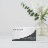 Carte De Visite Acier en métal argent noir professionnel moderne (Debout devant)