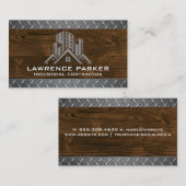Carte De Visite Acier et bois | Construction | Logo immobilier (Devant / Derrière)