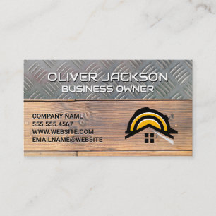 Carte De Visite Acier et bois Logo de Construction Builder
