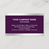 Carte De Visite Acier foncé violet Argent Réalisateur photo immobi (Dos)