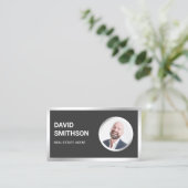 Carte De Visite Acier gris Silver Photo Agent immobilier (Debout devant)