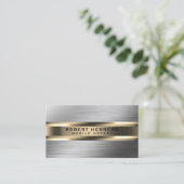 Carte De Visite Acier inoxydable métal fausse texture or affaires  (Debout devant)