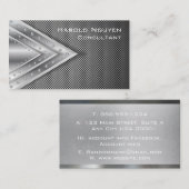 Carte De Visite Acier inoxydable métallique industriel géométrique (Devant / Derrière)