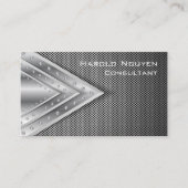 Carte De Visite Acier inoxydable métallique industriel géométrique (Devant)