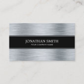 Carte De Visite Acier inoxydable métallique Noir moderne Code QR (Devant)