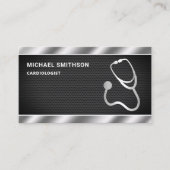 Carte De Visite Acier métallique à maille noire Stethoscope Docteu (Devant)