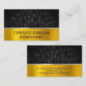 Carte De Visite Acier Or Métallurgique | Géométrique noire (Devant / Derrière)