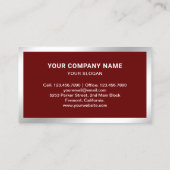 Carte De Visite Acier rouge foncé Argent Photo Agent immobilier (Dos)