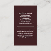 Carte De Visite Acteur Modèle d'actrice Maroon photo verticale (Dos)