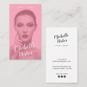 Carte De Visite Acteur modèles photo en tête de page moderne rose (Devant / Derrière)