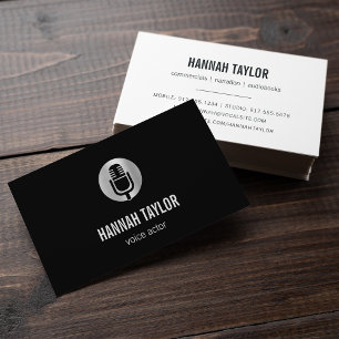 Carte De Visite Acteur vocal Microphone Argent