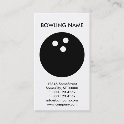Carte De Visite activité de bowling sur mesure (Devant)