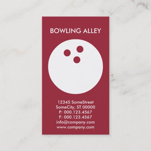 Carte De Visite activité de bowling sur mesure (Devant)