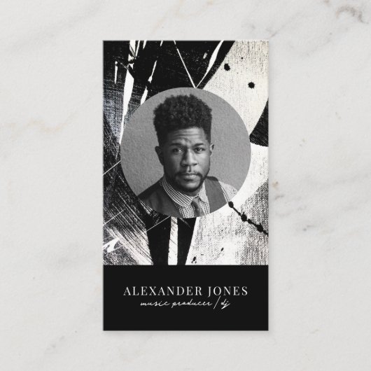 Carte De Visite Actor Model Singer DJ Photo QR code monochrome (Devant)